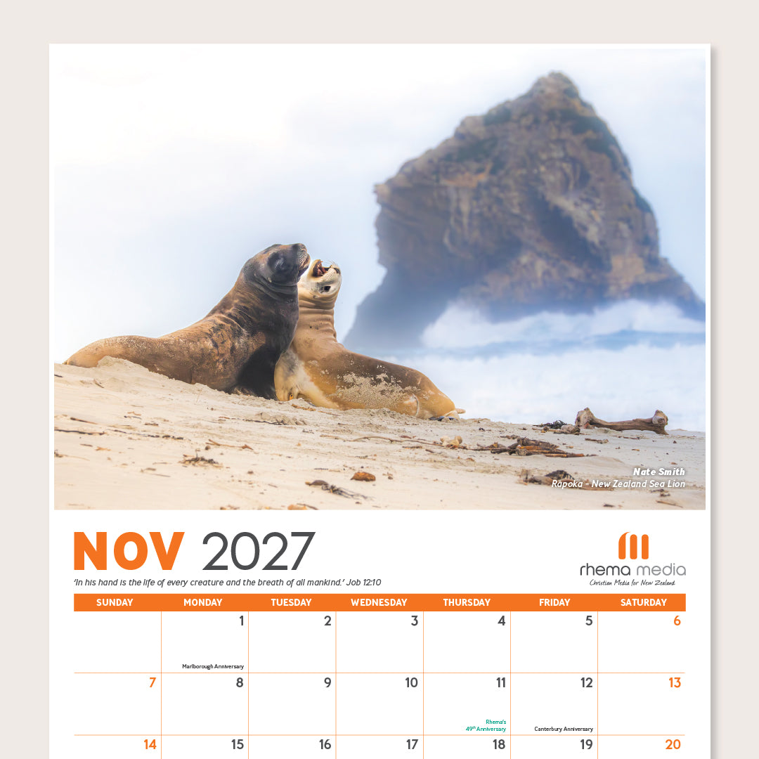 (PRE-ORDER) 2027 Rhema Media Fauna Calendar