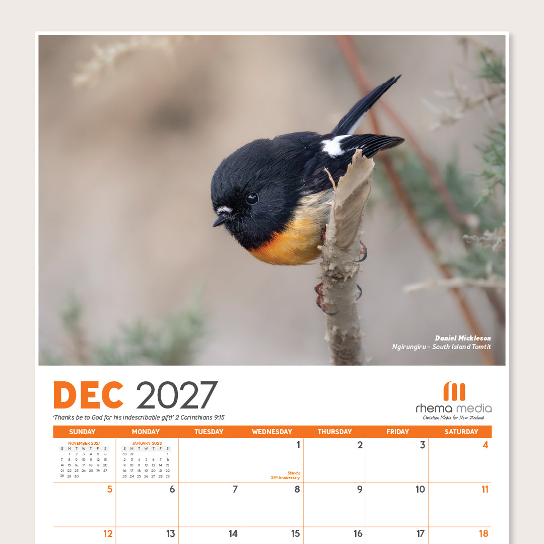 (PRE-ORDER) 2027 Rhema Media Fauna Calendar