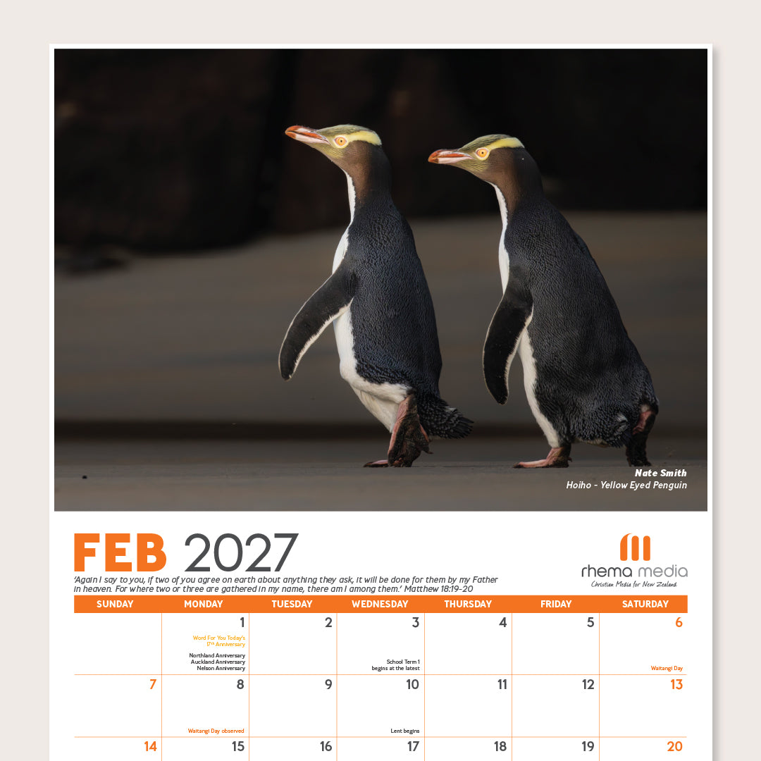 (PRE-ORDER) 2027 Rhema Media Fauna Calendar