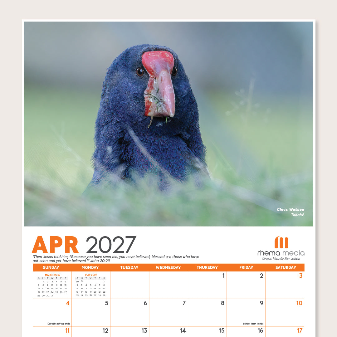 (PRE-ORDER) 2027 Rhema Media Fauna Calendar