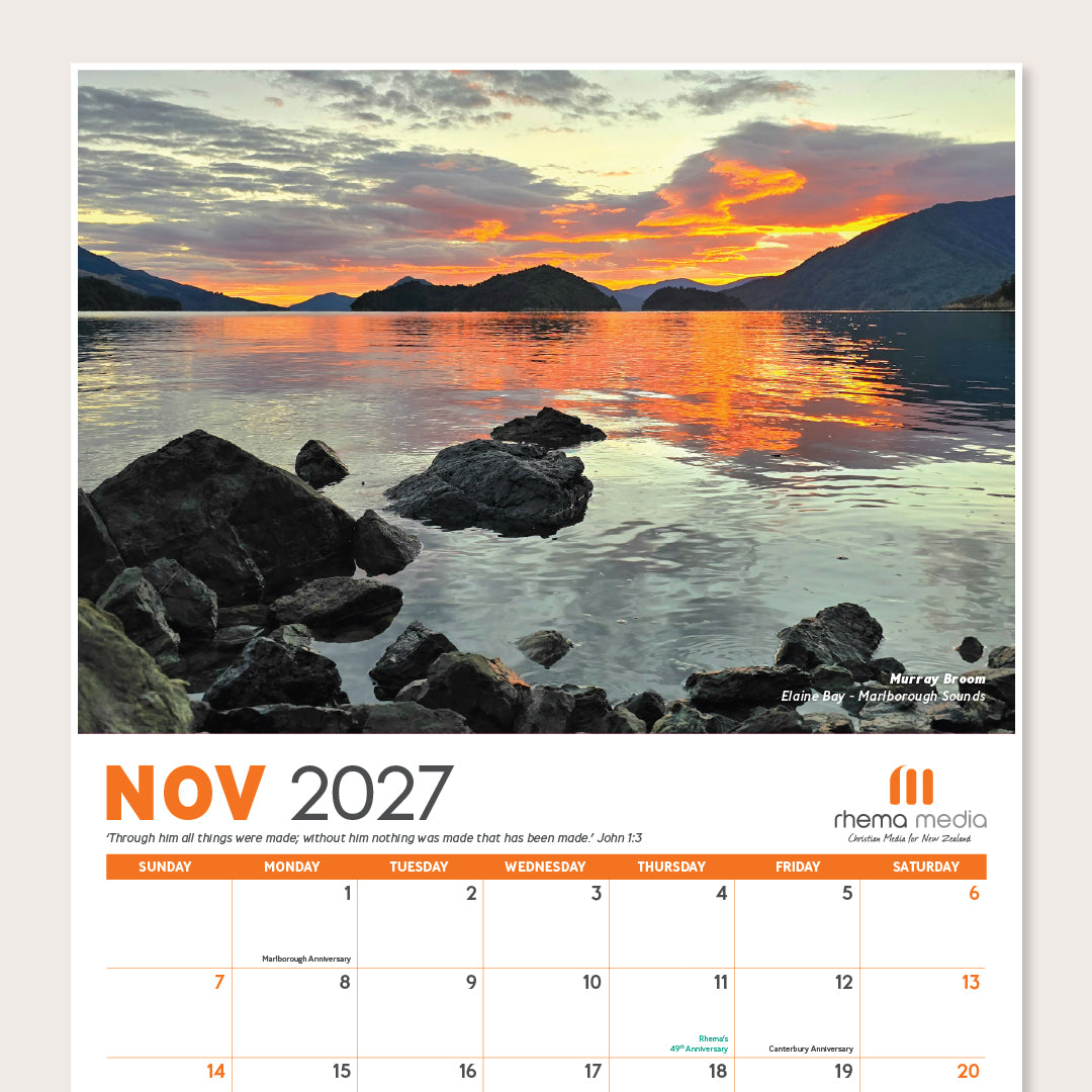 (PRE-ORDER) 2027 Rhema Media Landscapes Calendar